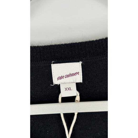 State Cashmere Womens V Neck Cashmere Sweater Black Long Sleeve Size XXL New - Picture 6 of 10